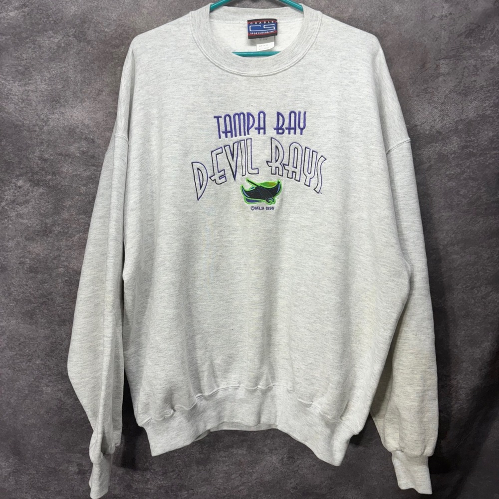 Vintage 1998 Tampa Bay Devil Rays Sweatshirt XXL Crable Sportswear Embroidered